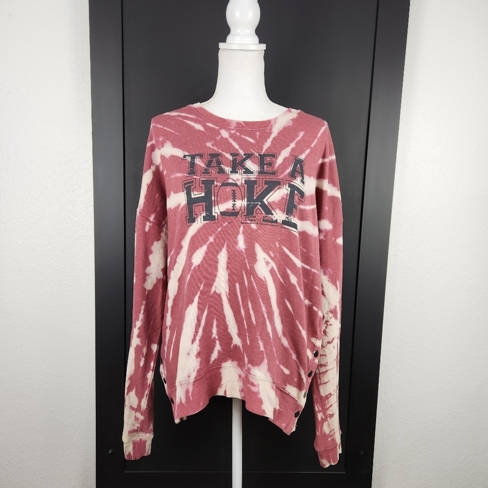 Nwt Kickoff Shop Women’s Tie Dye Sweatshirt Rusty Red Snap Buttons Sz XL